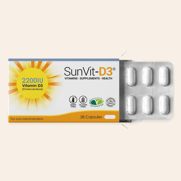 SunVit Vitamin D3 2,200IU 28 High Strength Daily Capsules