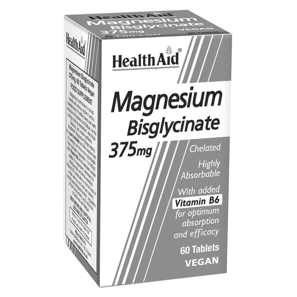 HealthAid Magnesium Bisglycinate 375mg - 60 tablets - HealthAid supplement available at Medicosmetic