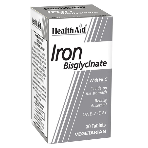 HealthAid Iron Bisglycinate - 30 tablets - HealthAid supplement available at Medicosmetic