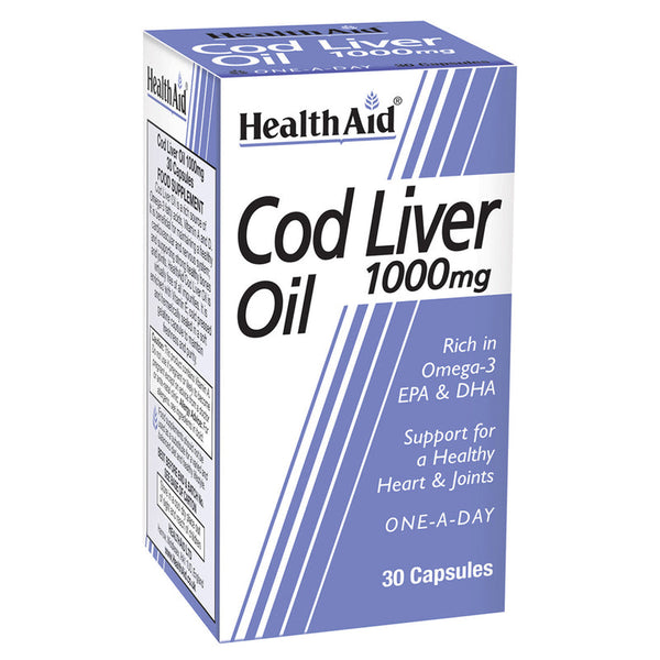 HealthAid Cod Liver Oil 1000mg - 30 tablets - HealthAid supplement available at Medicosmetic