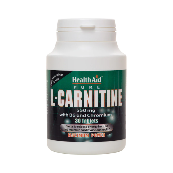 HealthAid L-Carnitine 550mg + B6 + Chromium - 30 tablets