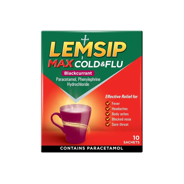 Lemsip Max Cold & Flu Blackcurrant Sachets 10 Pack