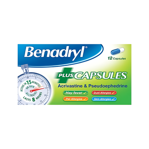 Benadryl Plus Capsules Allergy Relief