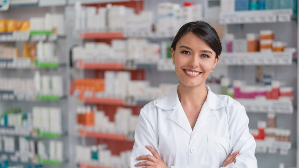 Pharmacist at Erdington Community Pharmacy checking an online order